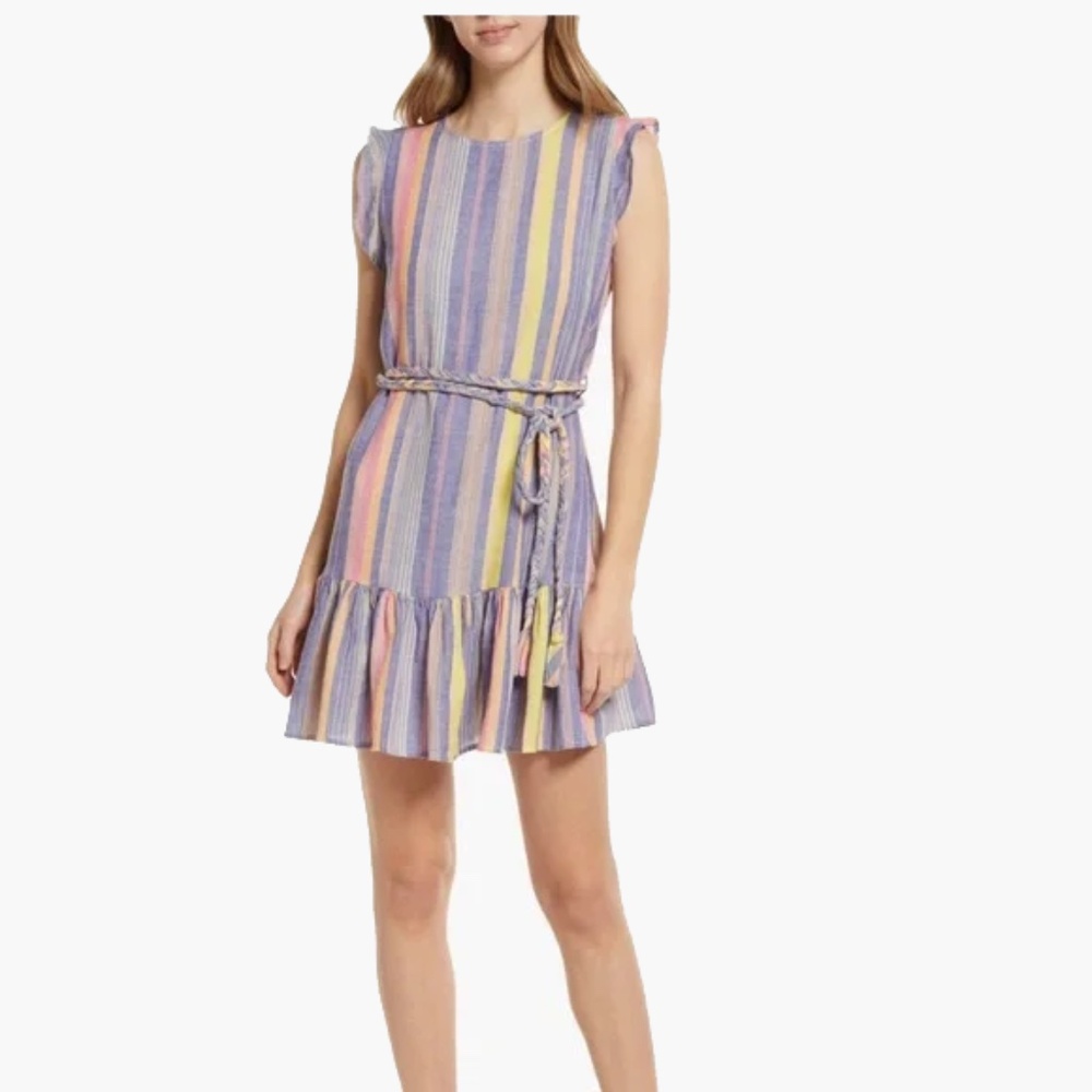 NWOT Marine Layer Laney Mini Dress in Blue Variegated Stripe, Size XS